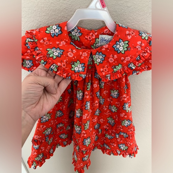 Vintage 90s Red with flowers dress size 12 months - Picture 9 of 9